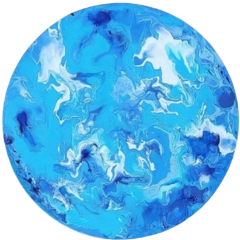 Hand Crafted Blue and White Abstract Design Round 12 x 12 Inches Canvas Picture - Picture 2 of 4